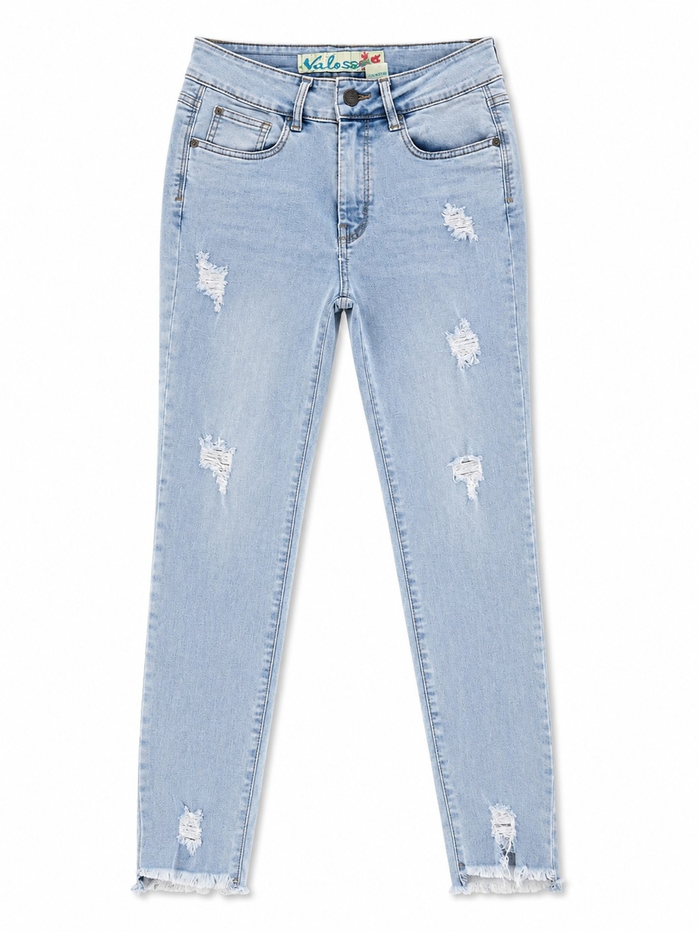 Y2K Valessa Light Blue Distressed High-Rise Women's Jeans